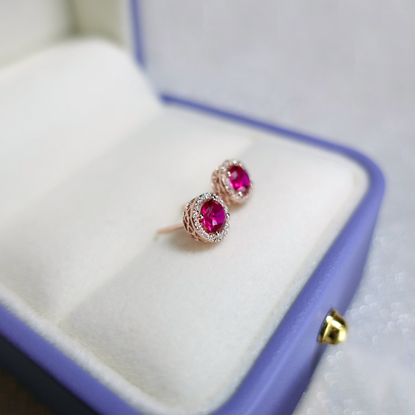Ruby Halo Diamond Earrings