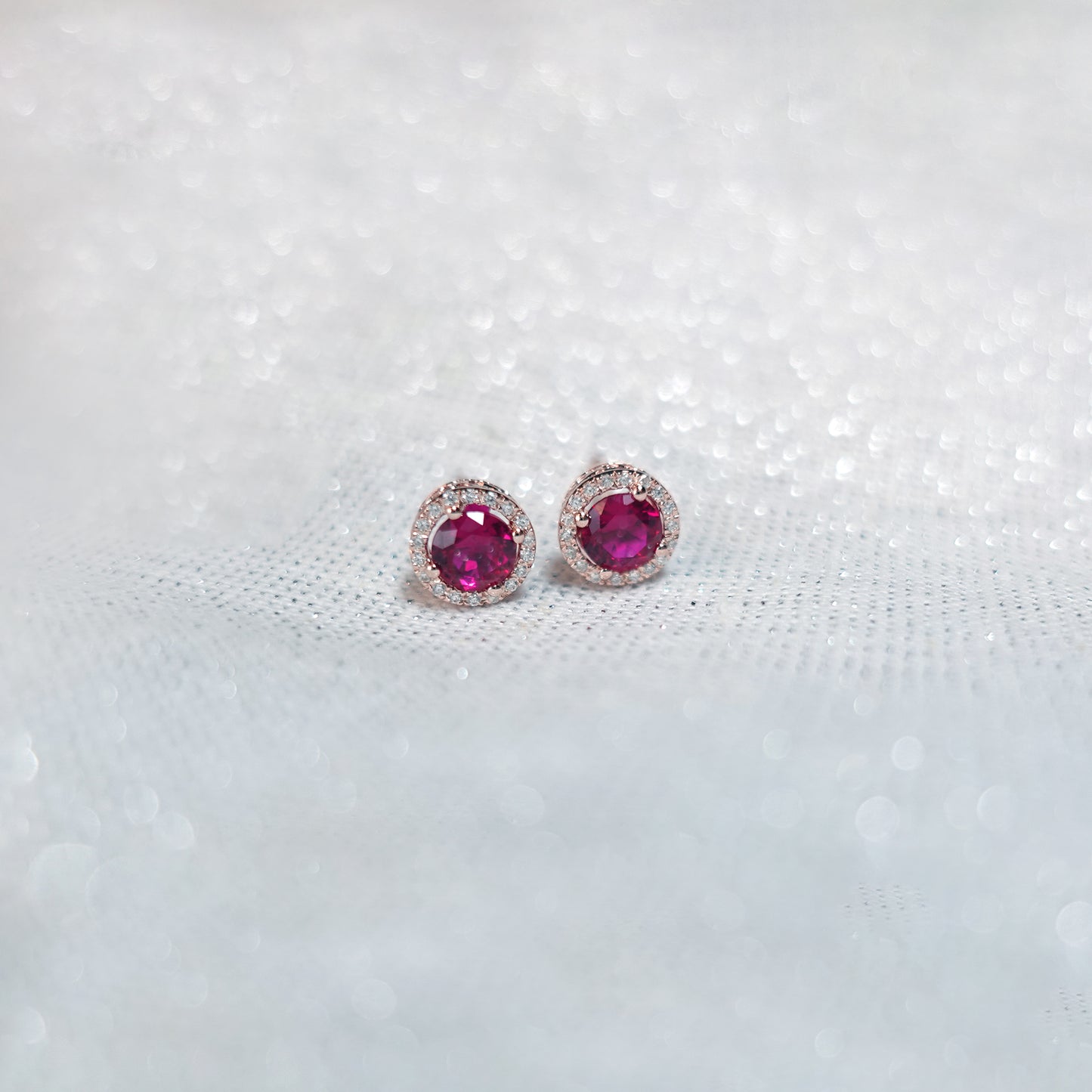 Ruby Halo Diamond Earrings