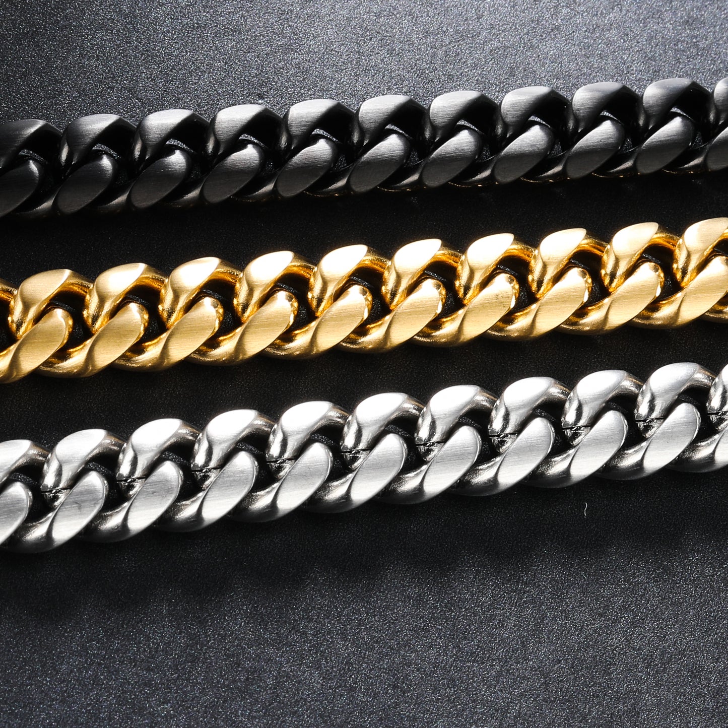 Mens Chain Bracelet Cuban Link with Silver Color (B0004)