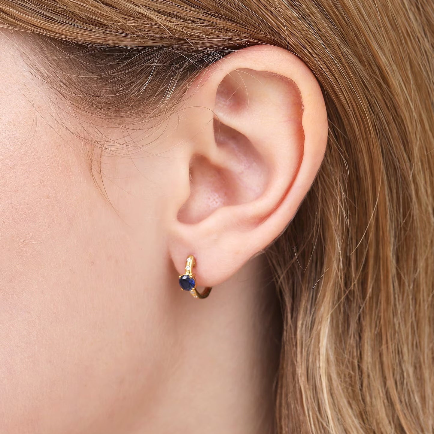 Sapphire Diamond Huggie Earrings