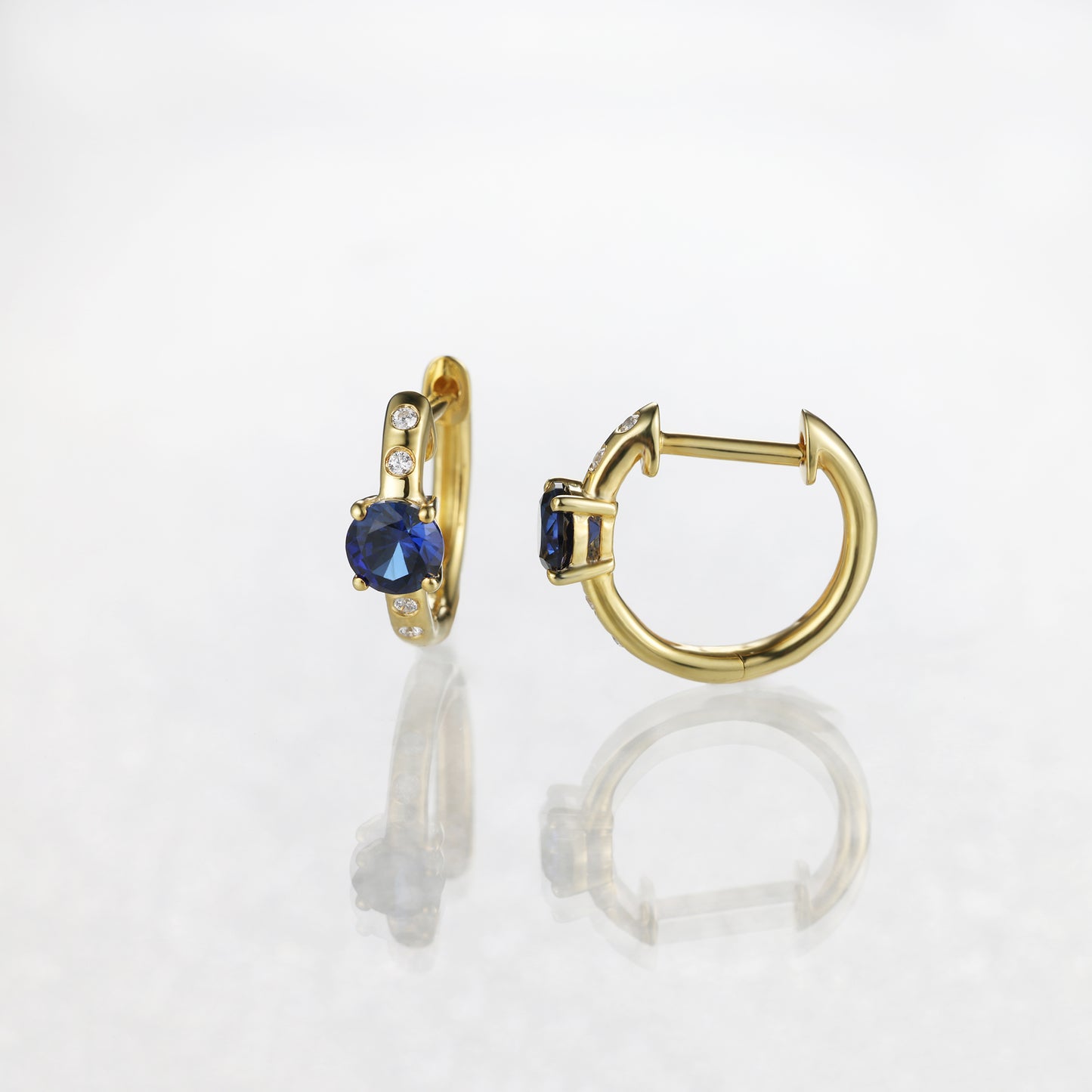 Sapphire Diamond Huggie Earrings