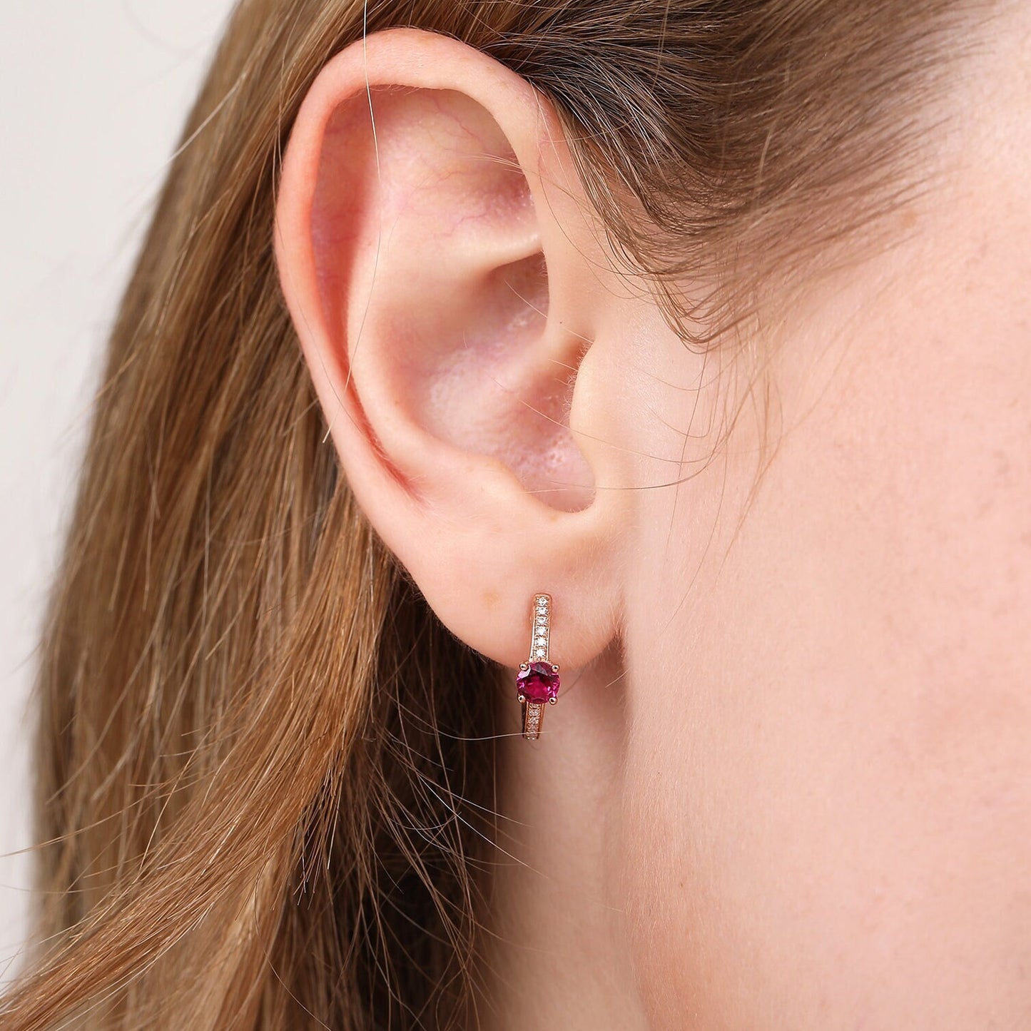 Ruby Diamond Hoop Earrings
