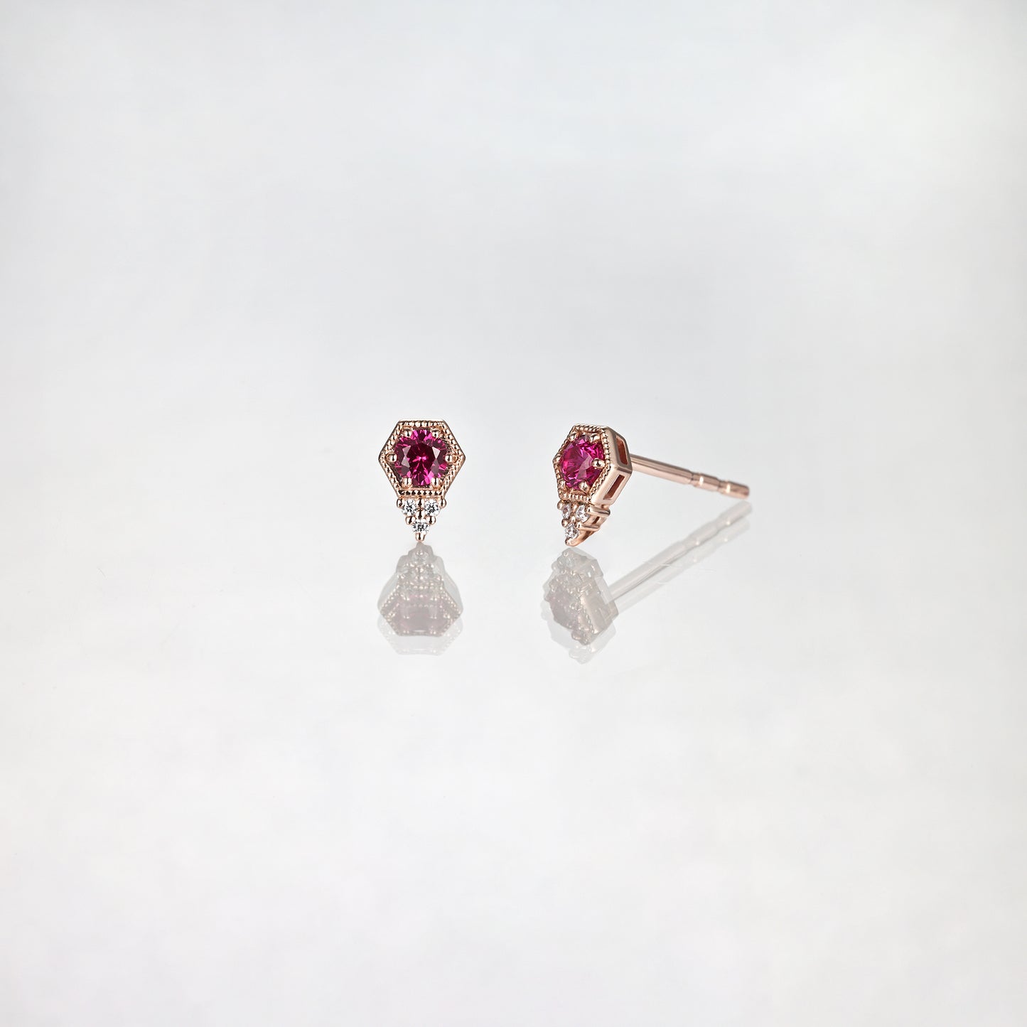 Red Ruby Stud Earrings