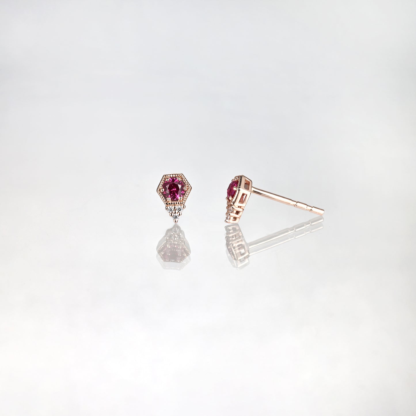 Red Ruby Stud Earrings