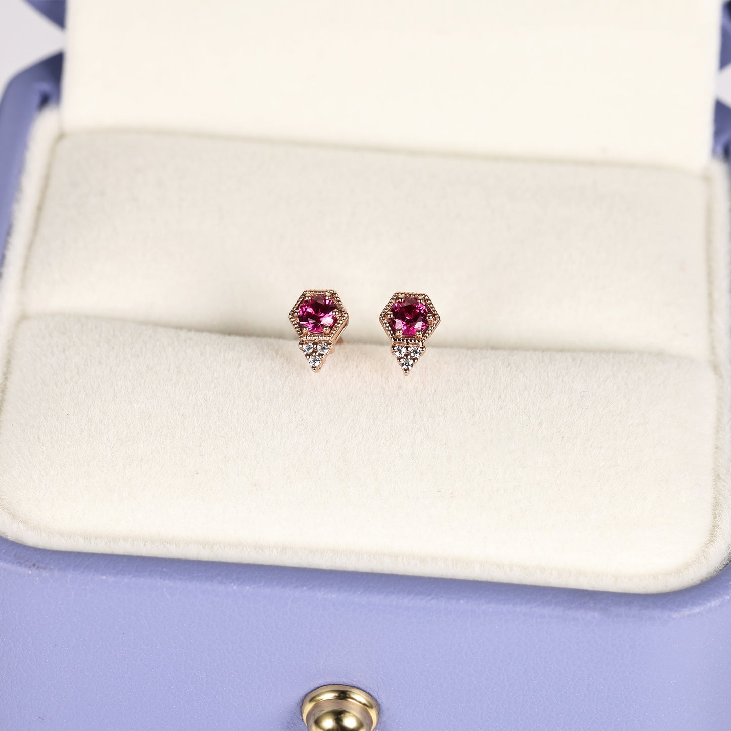 Red Ruby Stud Earrings