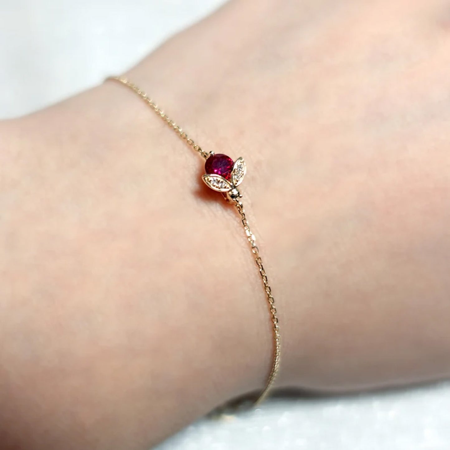 Ladybug Ruby Diamond Bracelet