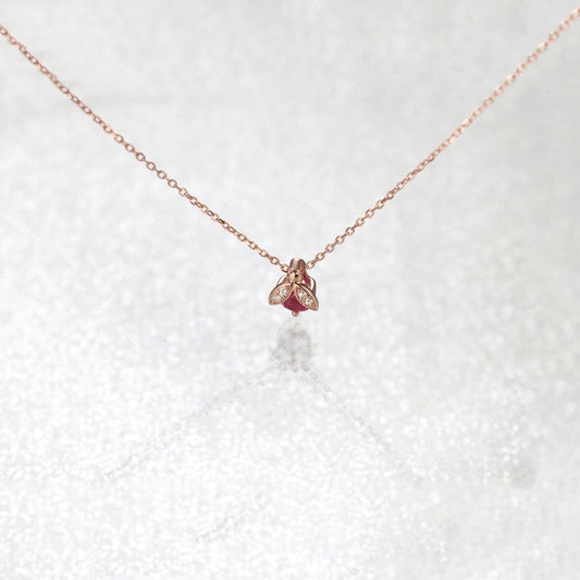 Ladybug Ruby Diamond Necklace