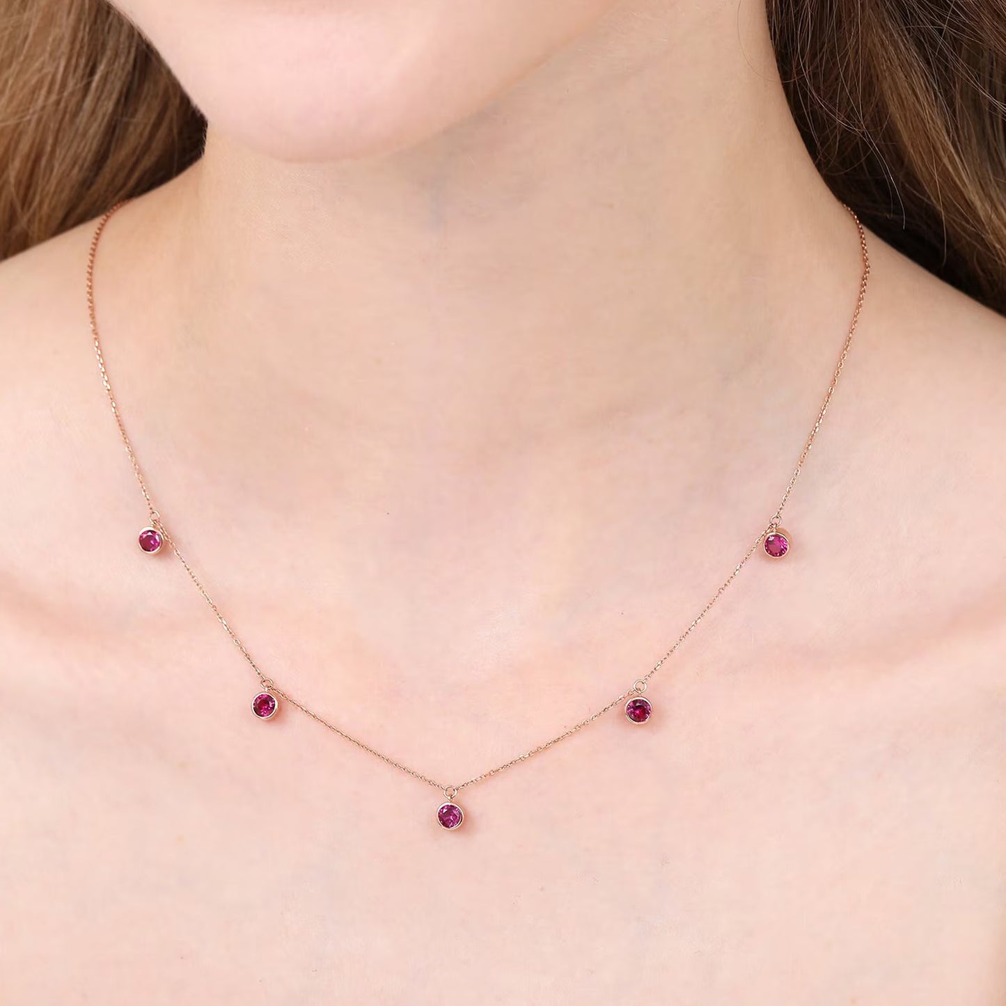 Round Ruby Charm Choker Necklace