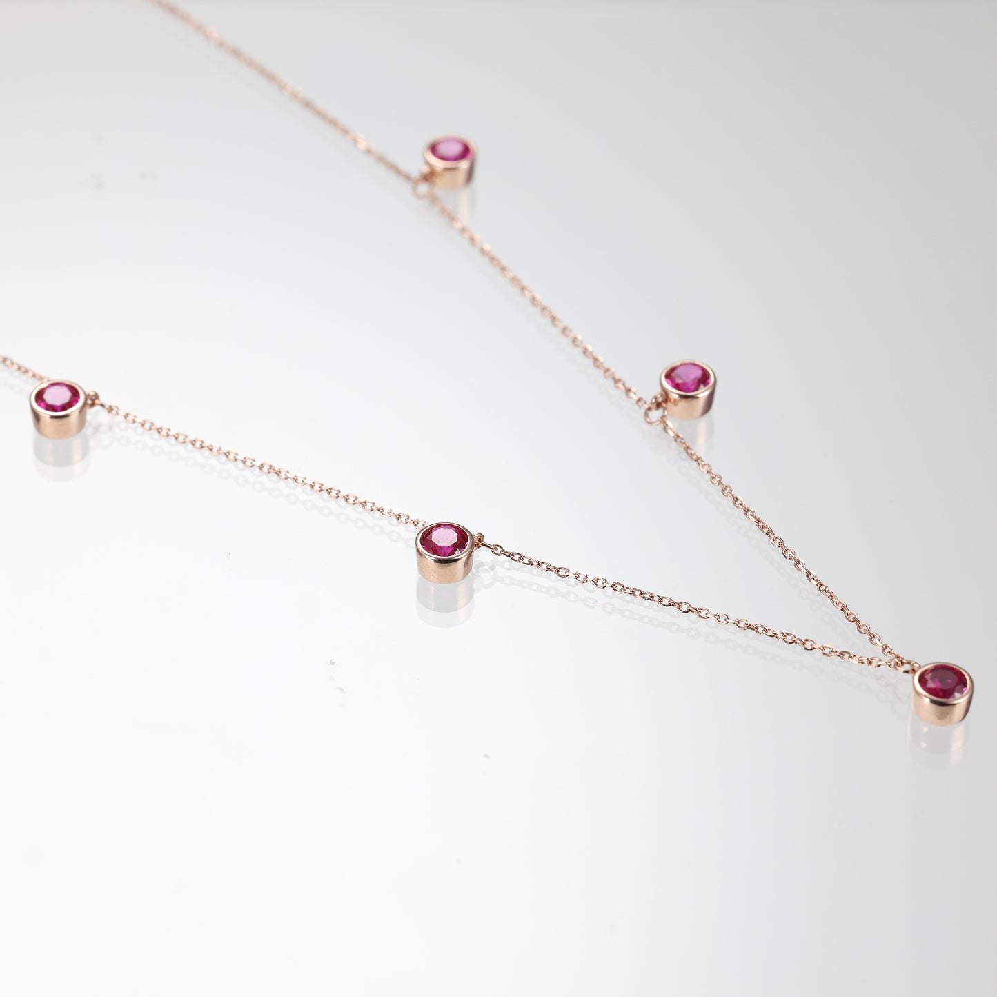 Round Ruby Charm Choker Necklace
