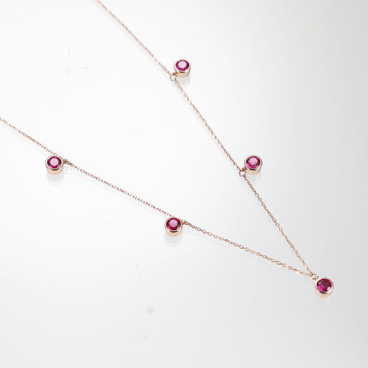 Round Ruby Charm Choker Necklace