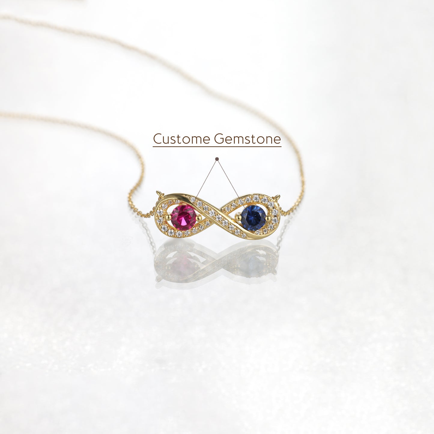 Infinity Couple Custom Birthstone Necklace