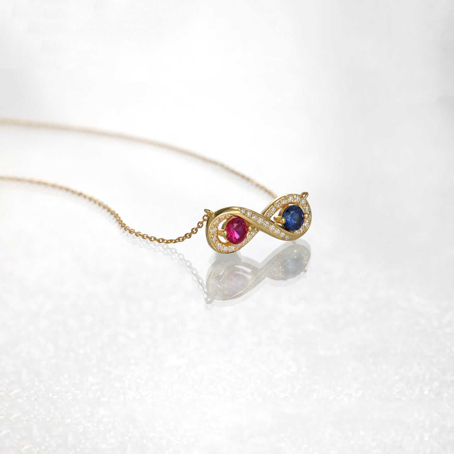 Infinity Couple Custom Birthstone Necklace