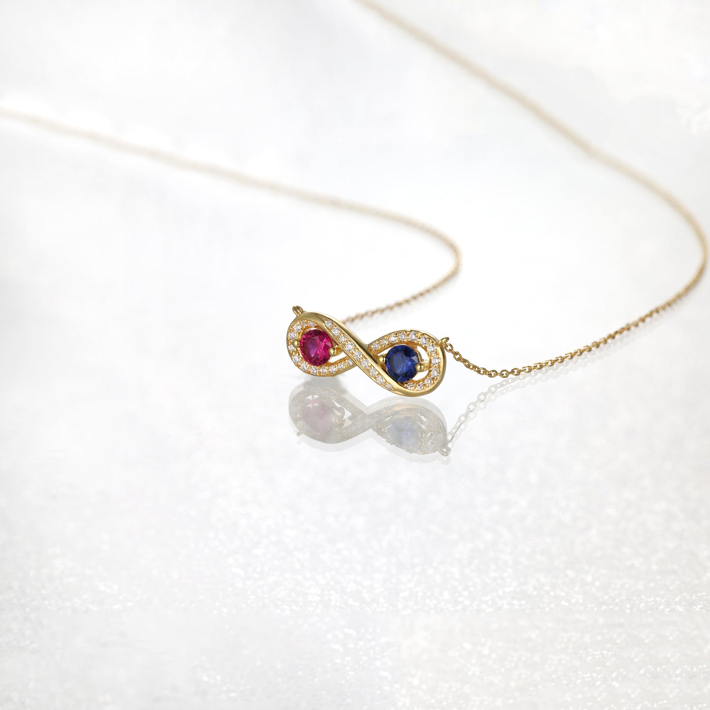 Infinity Couple Custom Birthstone Necklace