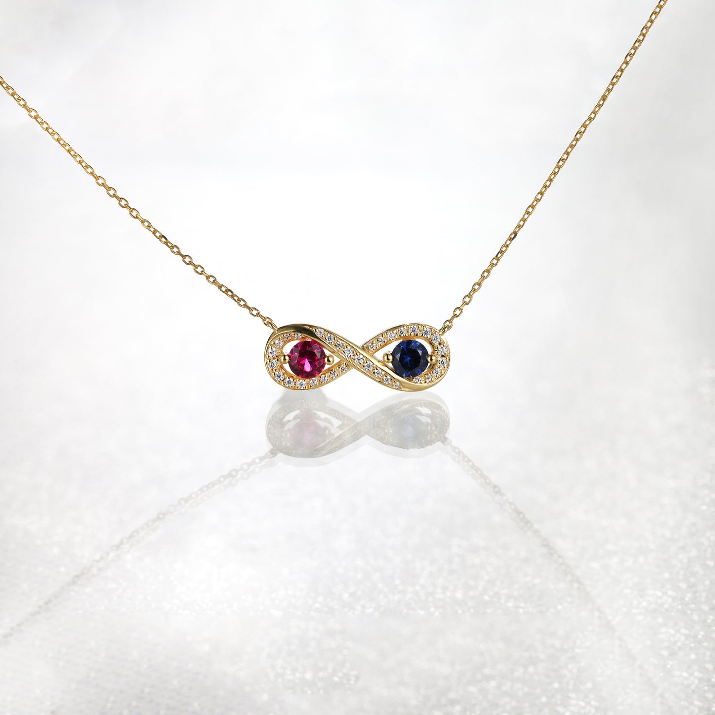 Infinity Couple Custom Birthstone Necklace