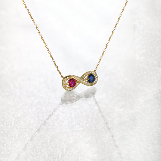 Infinity Couple Custom Birthstone Necklace