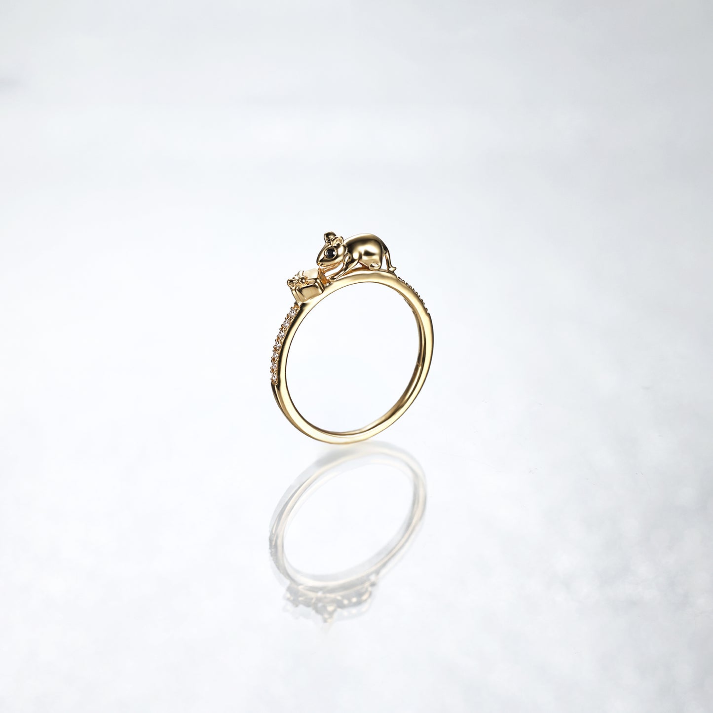 Cute Gold Mouse Gift Ring