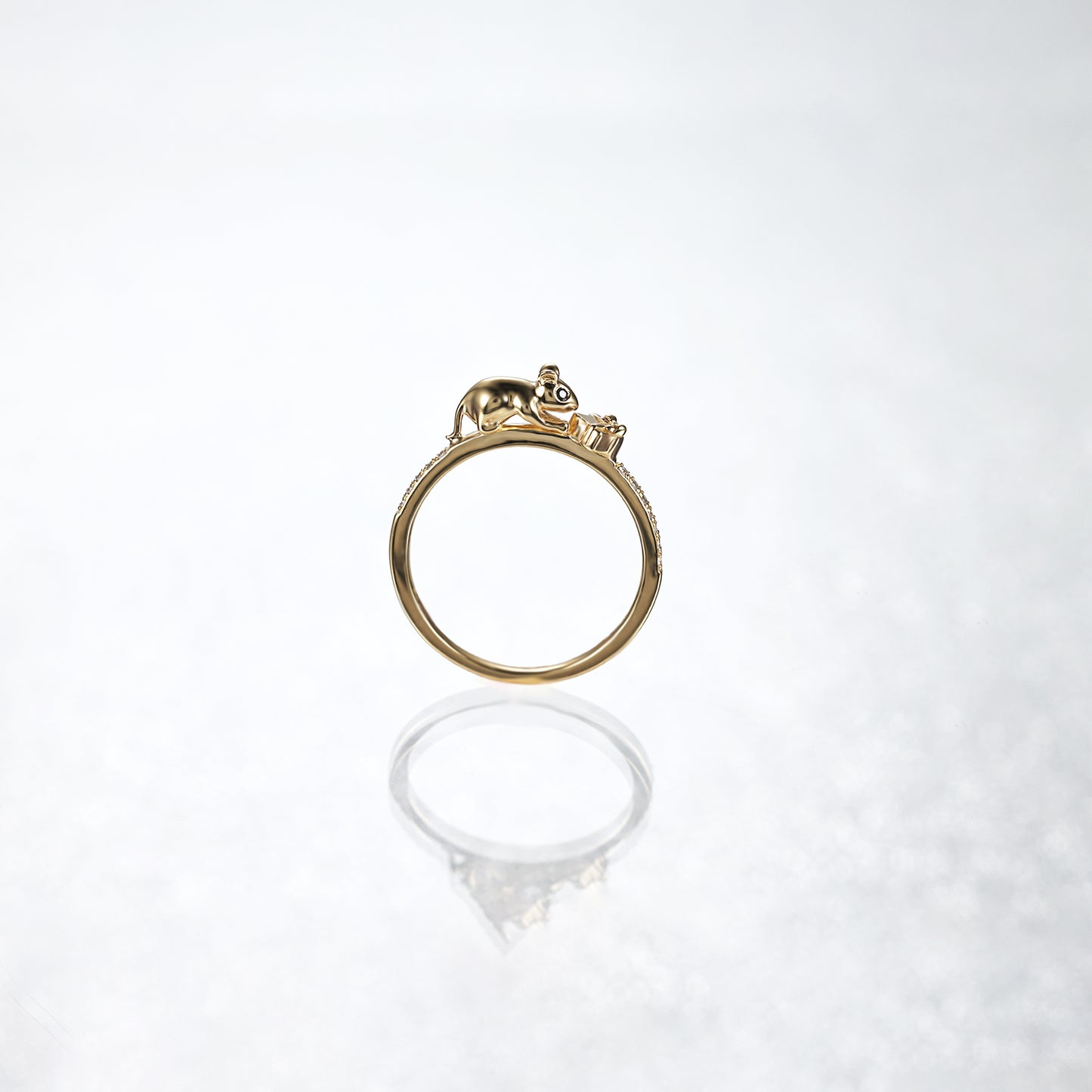 Cute Gold Mouse Gift Ring