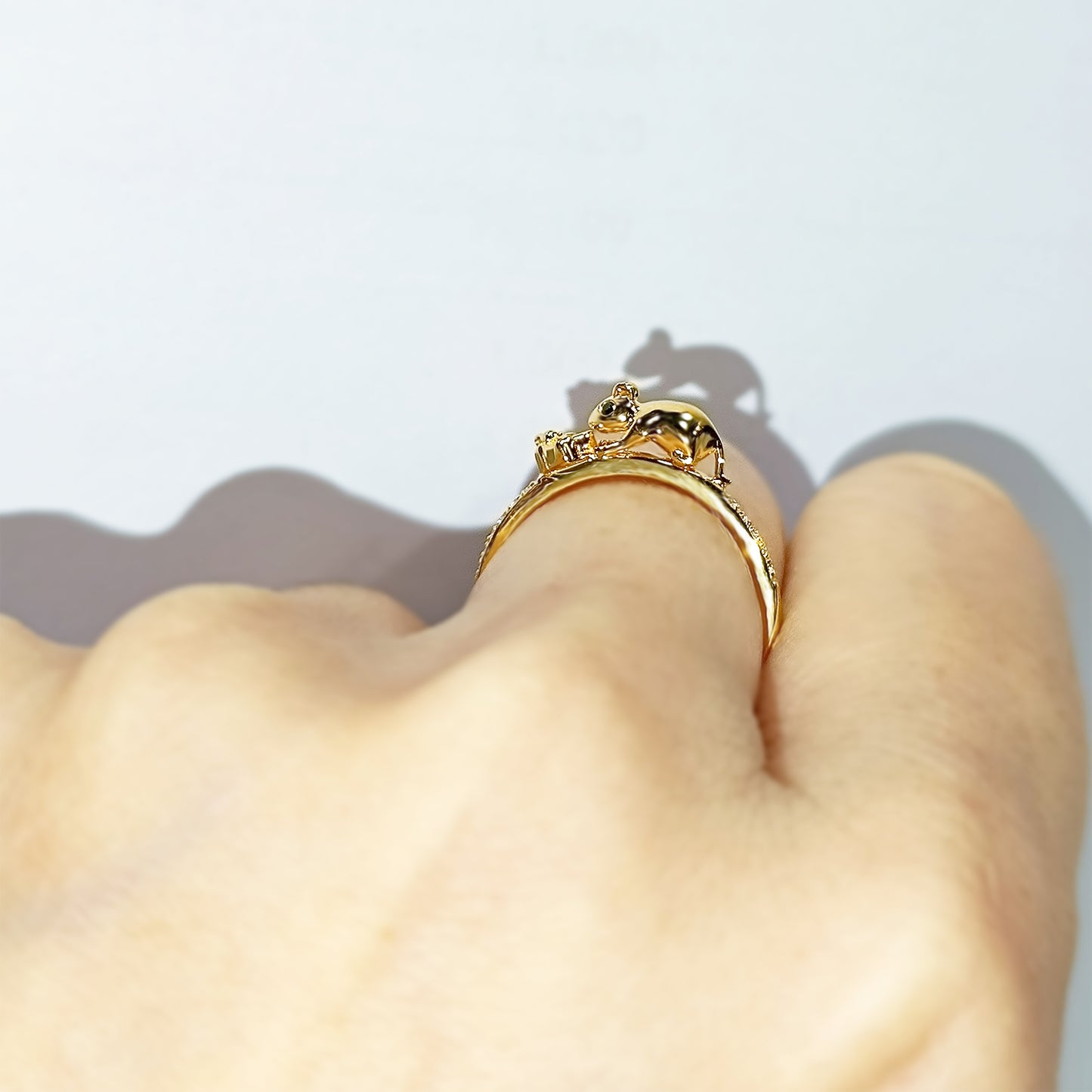 Cute Gold Mouse Gift Ring