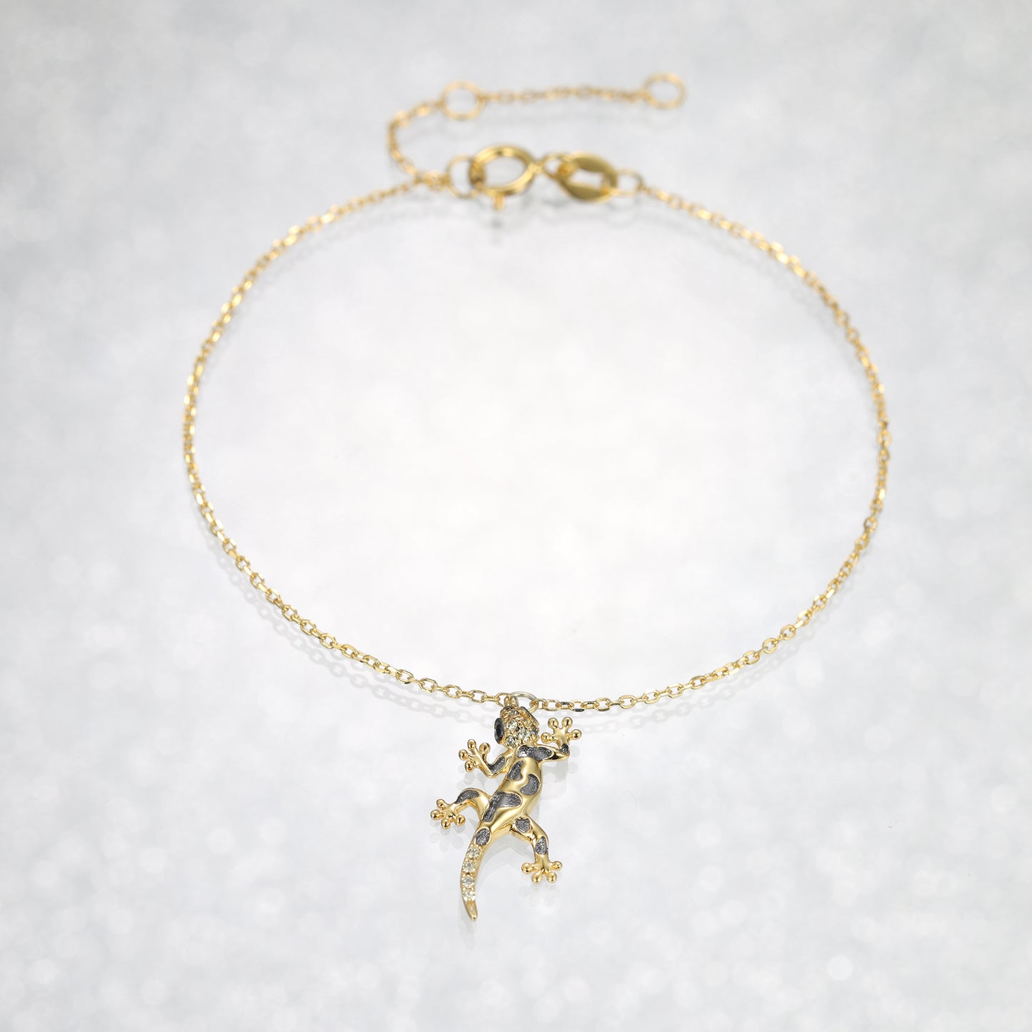 Gold Brass Black Lizard Diamond Bracelet