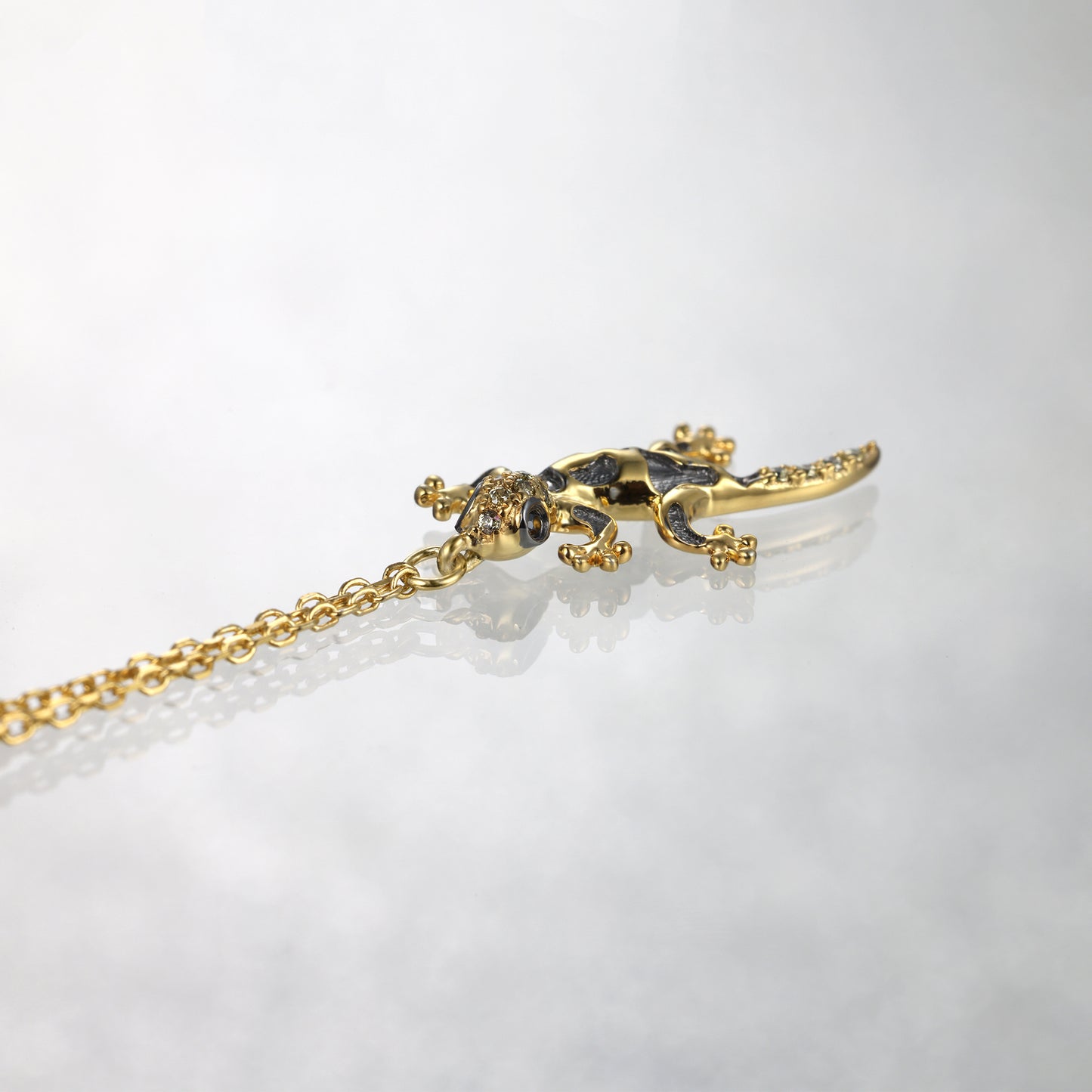 Gold Brass Black Lizard Diamond Bracelet