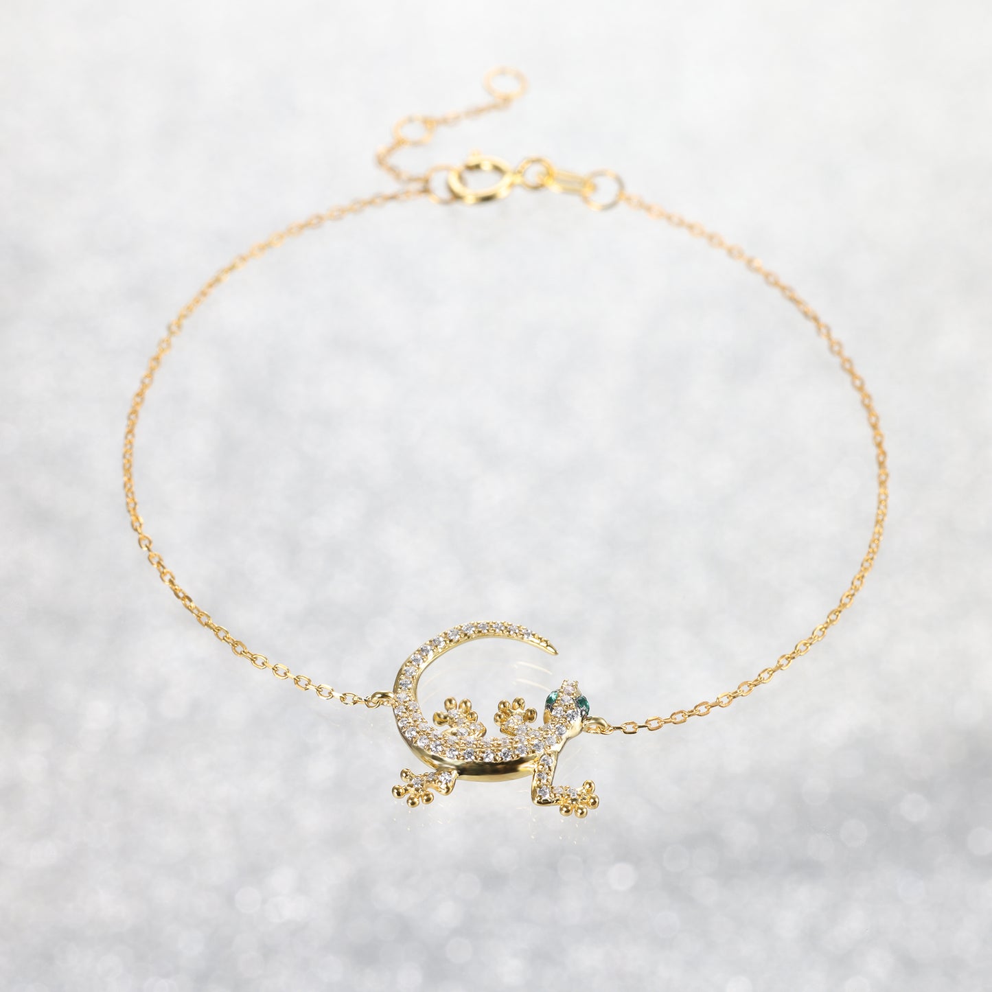 Gold Emerald Lizard Bracelet