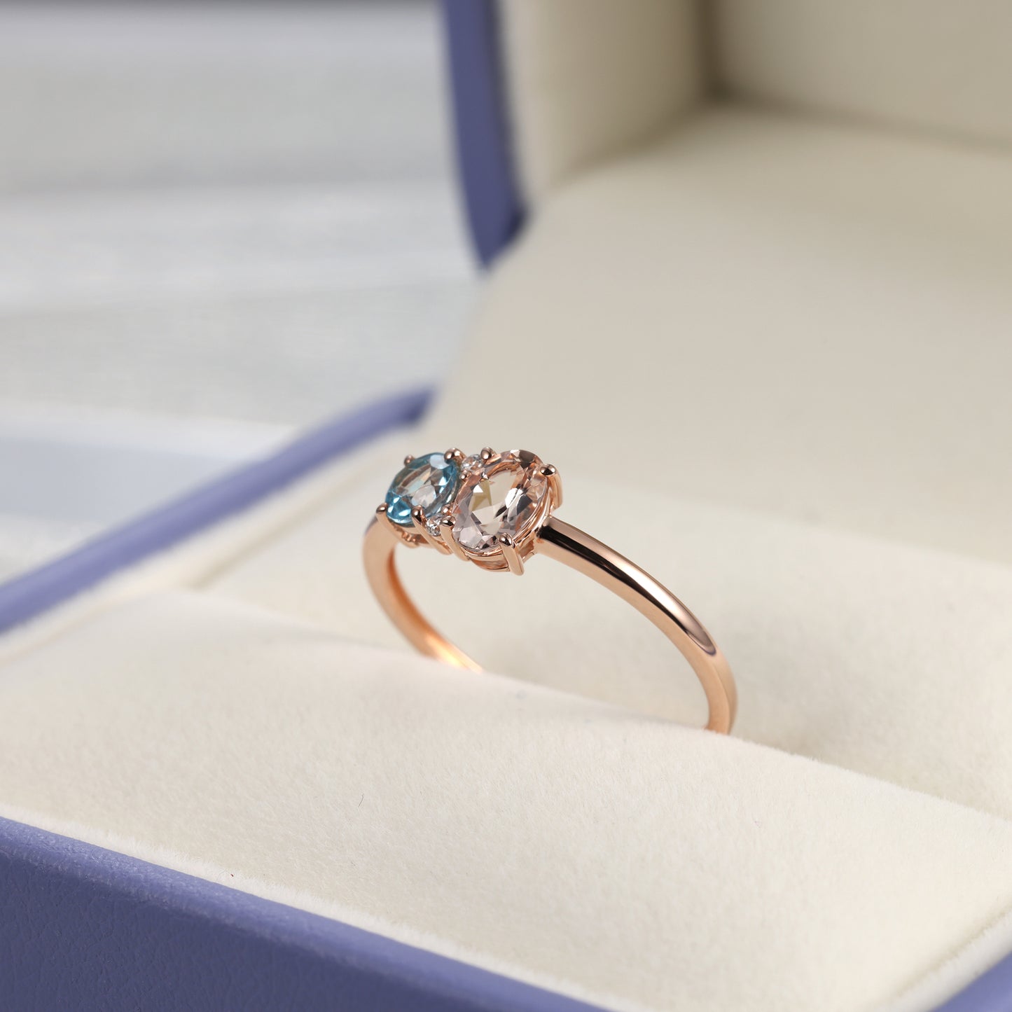 Blue Topaz Morganite Custome Ring