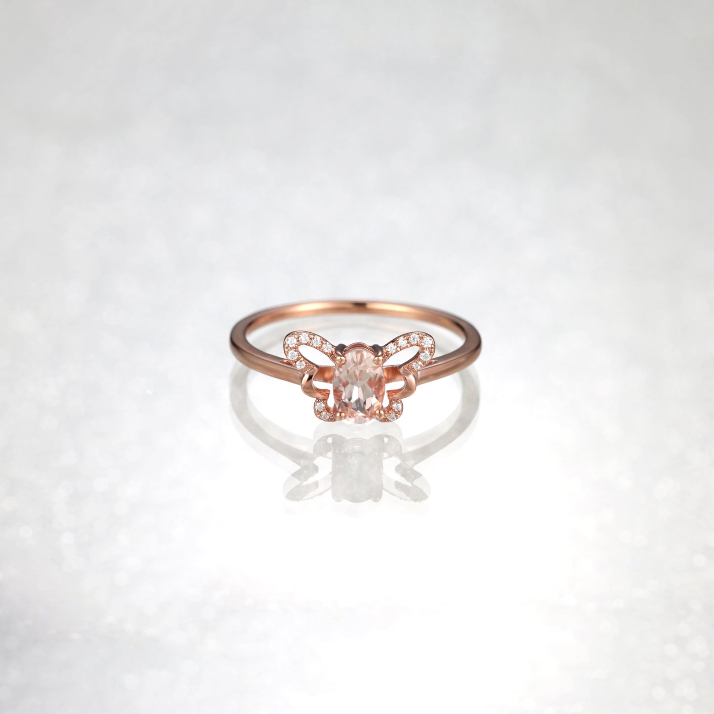 Oval Morganite Butterfly Ring