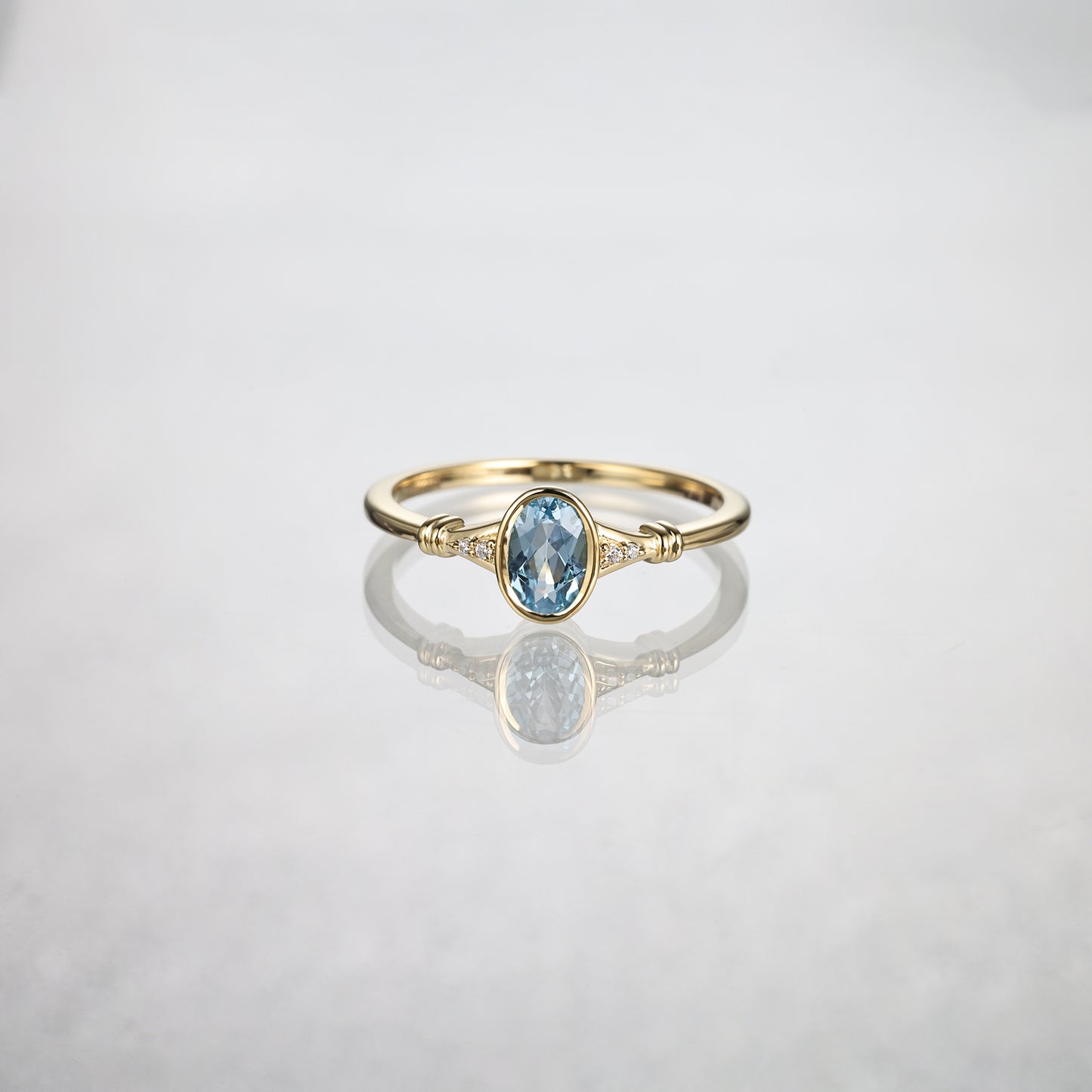 Swiss Blue Topaz Oval Promise Ring