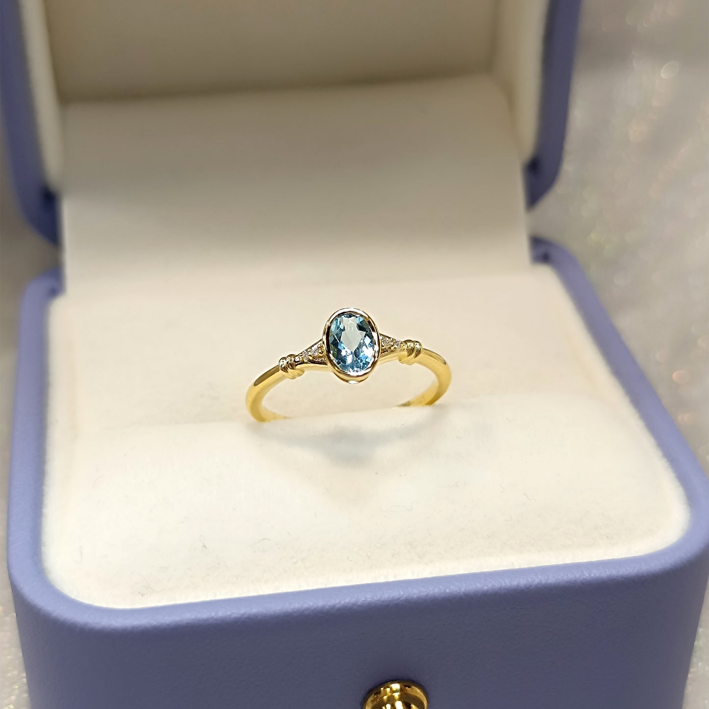Swiss Blue Topaz Oval Promise Ring