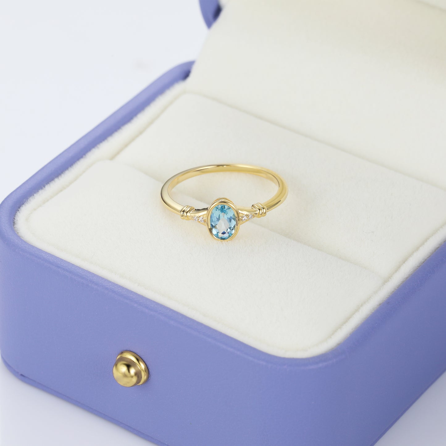 Swiss Blue Topaz Oval Promise Ring