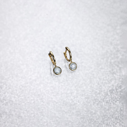 Dainty Sky Blue Topaz Drop Hoop