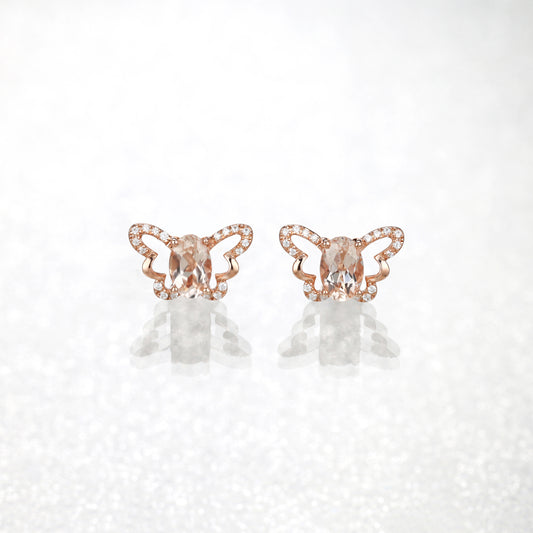 Oval Morganite Butterfly Earrings