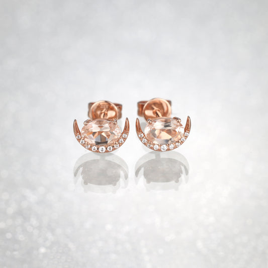 Moon Morganite Diamond Earrings