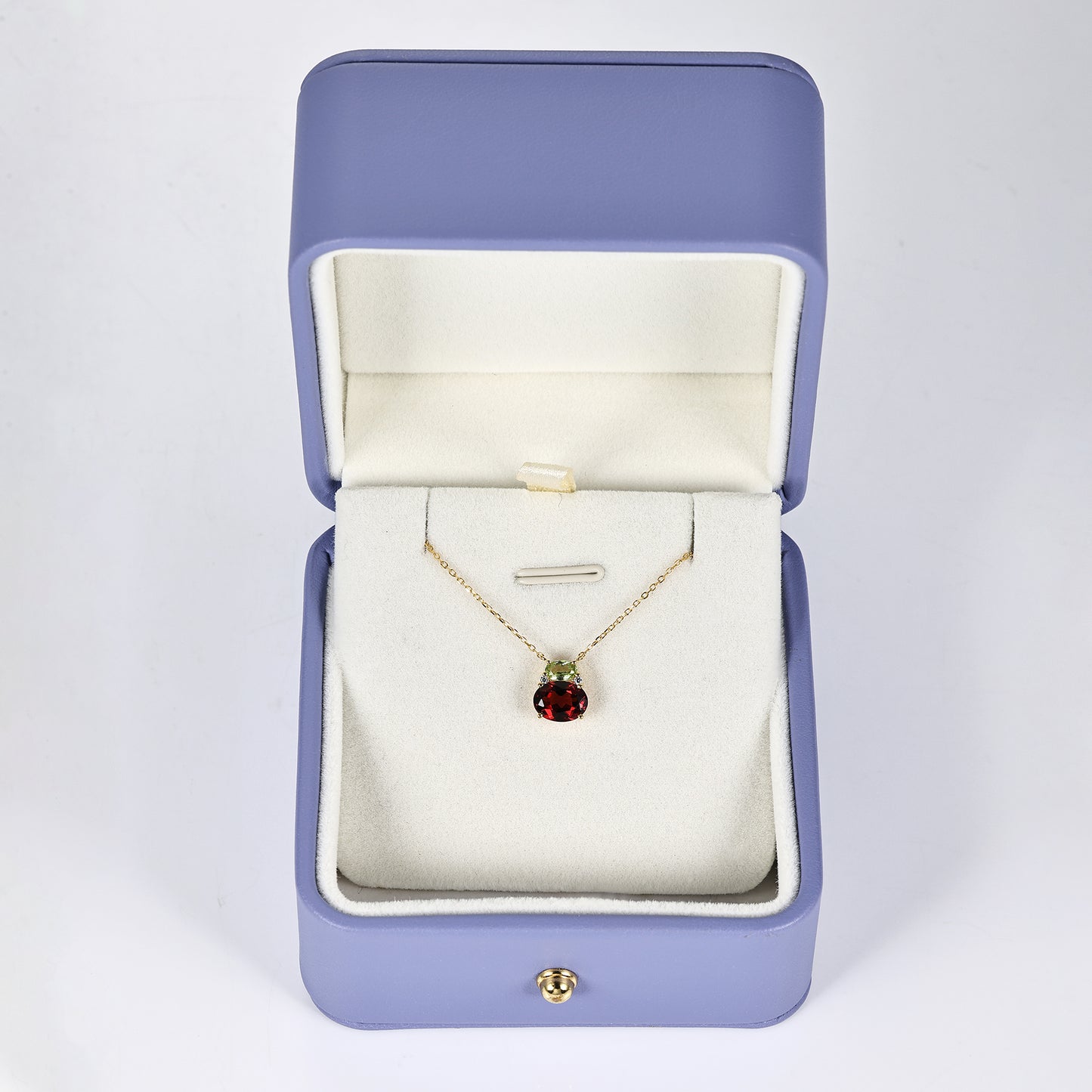 Peridot Garnet Two Stone Necklace