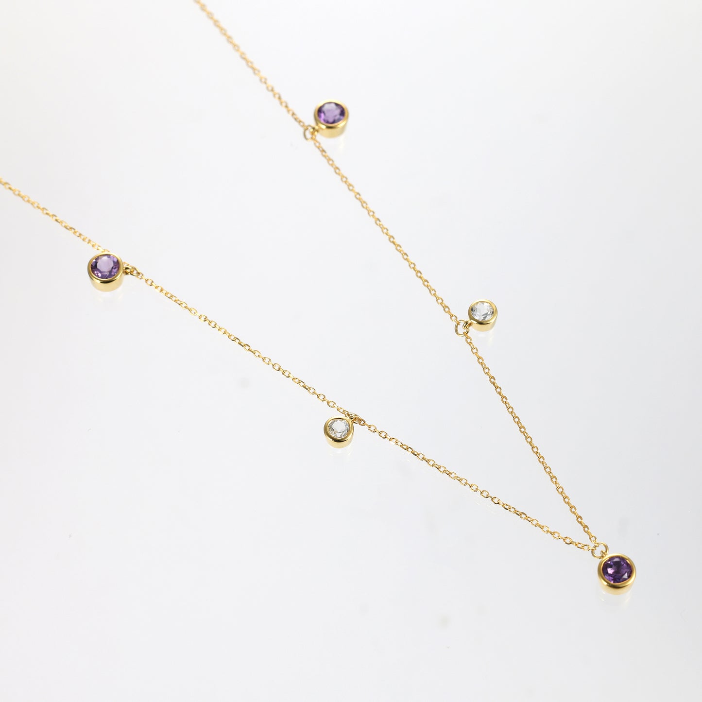 Round Amethyst Charm Choker Necklace