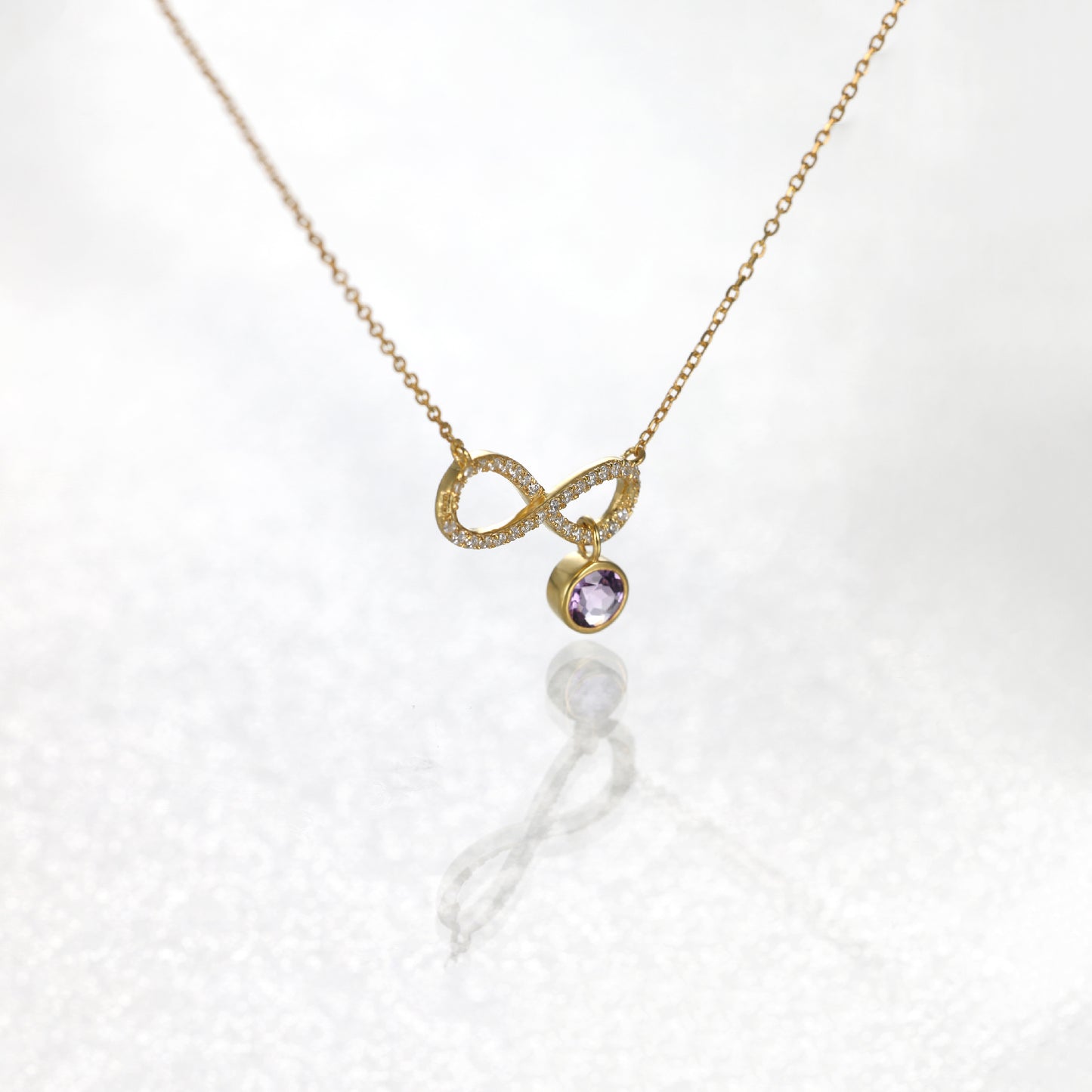 Infinity Amethyst Birthstone Necklace