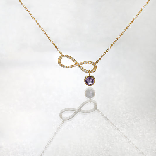 Infinity Amethyst Birthstone Necklace