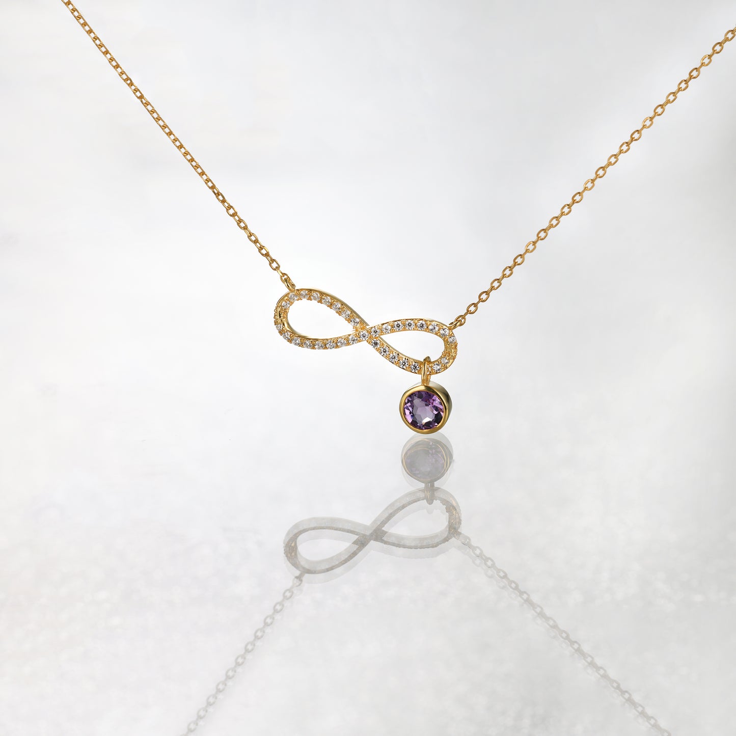 Infinity Amethyst Birthstone Necklace
