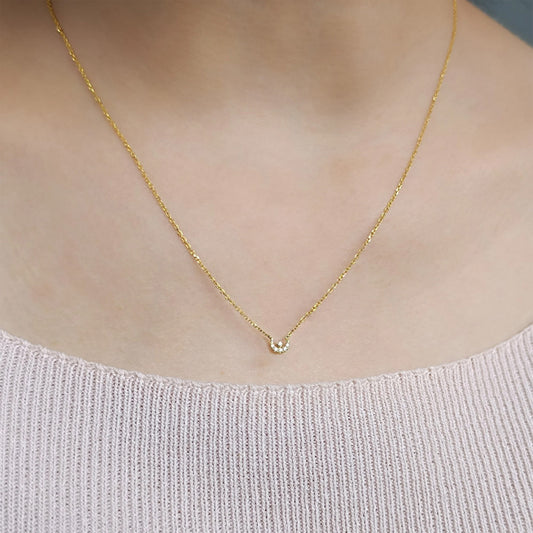 Dainty Moon Star Diamond Necklace
