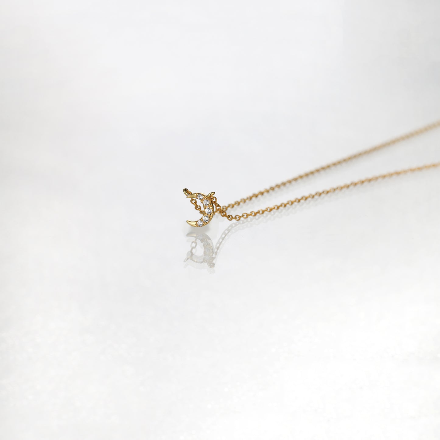 Tiny Moon Diamond Necklace