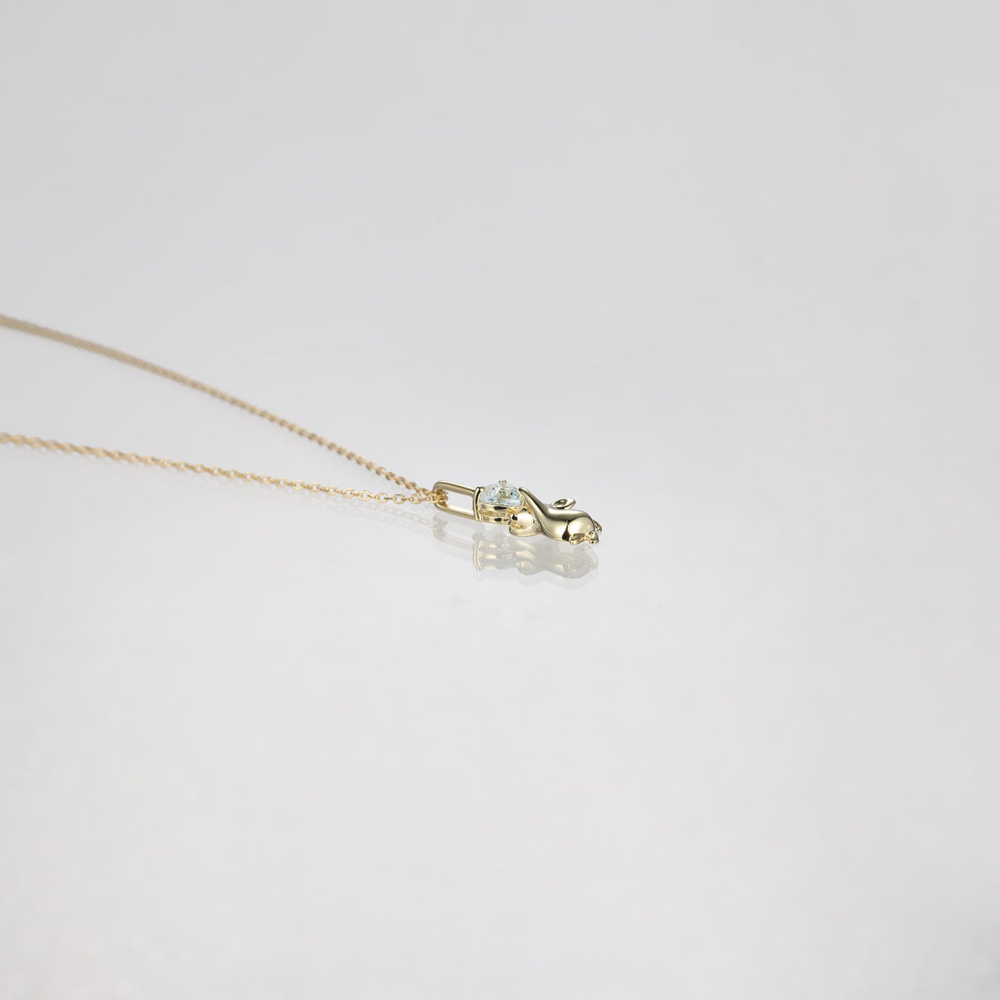 Heart Sky Blue Topaz Mouse Necklace