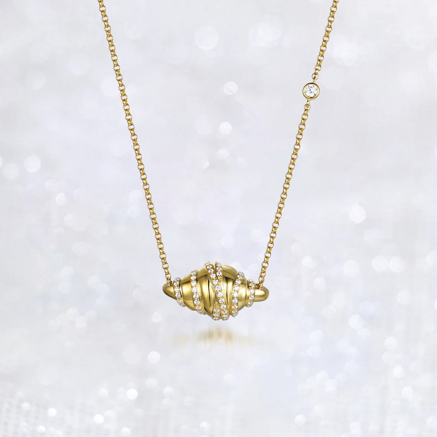 14K Gold Croissant Diamond Necklace