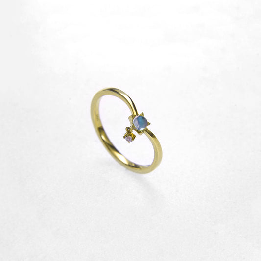 Moonstone Star Diamond Promise Ring
