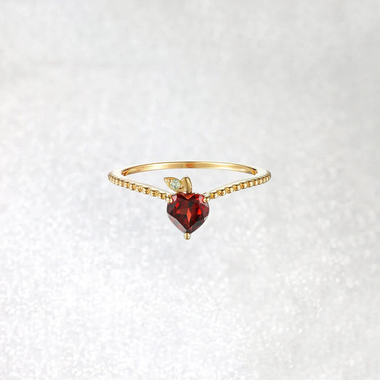 Heart Garnet Apple Ring