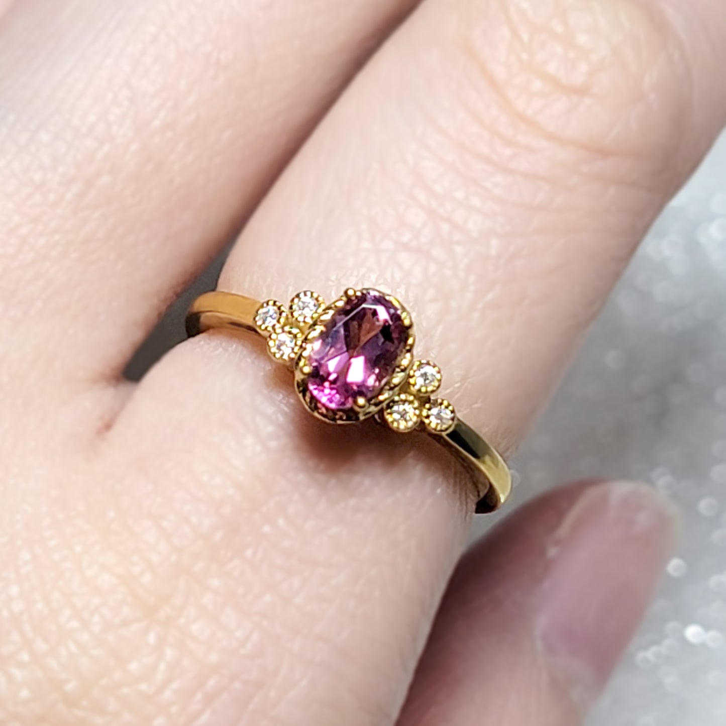 Oval Pink Rhodolite Garnet Ring