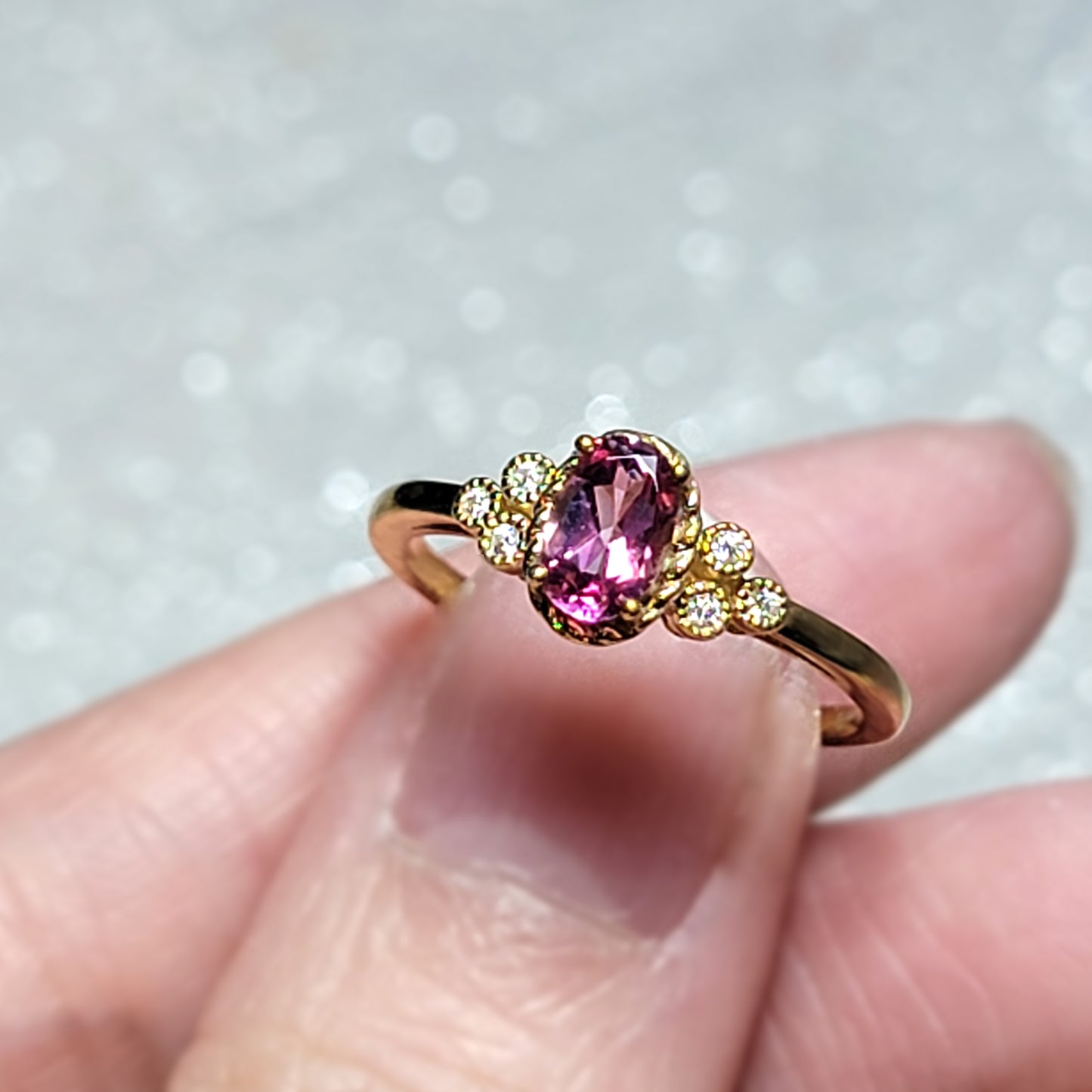 Oval Pink Rhodolite Garnet Ring