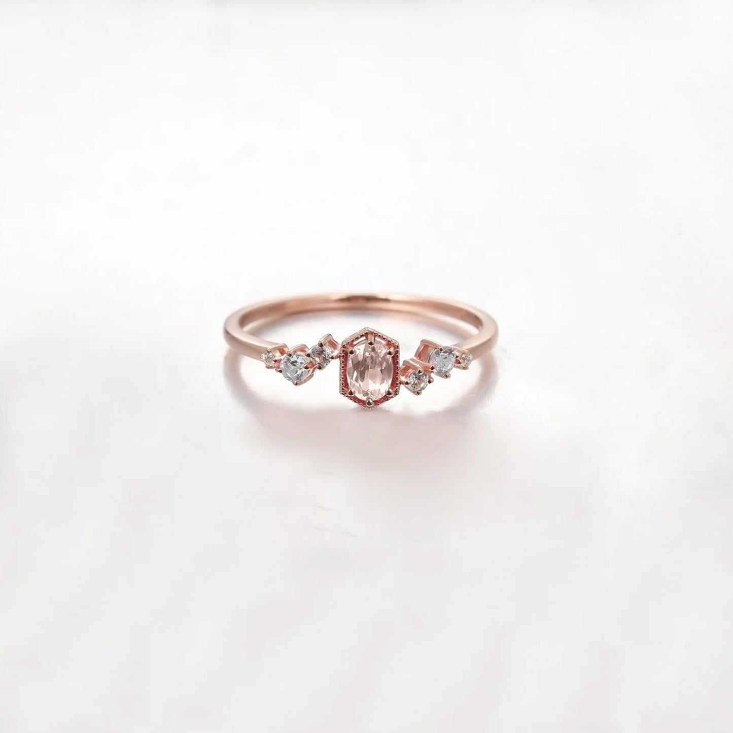 Oval Morganite Milgrain Ring