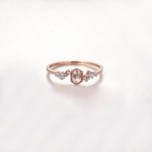 Oval Morganite Milgrain Ring