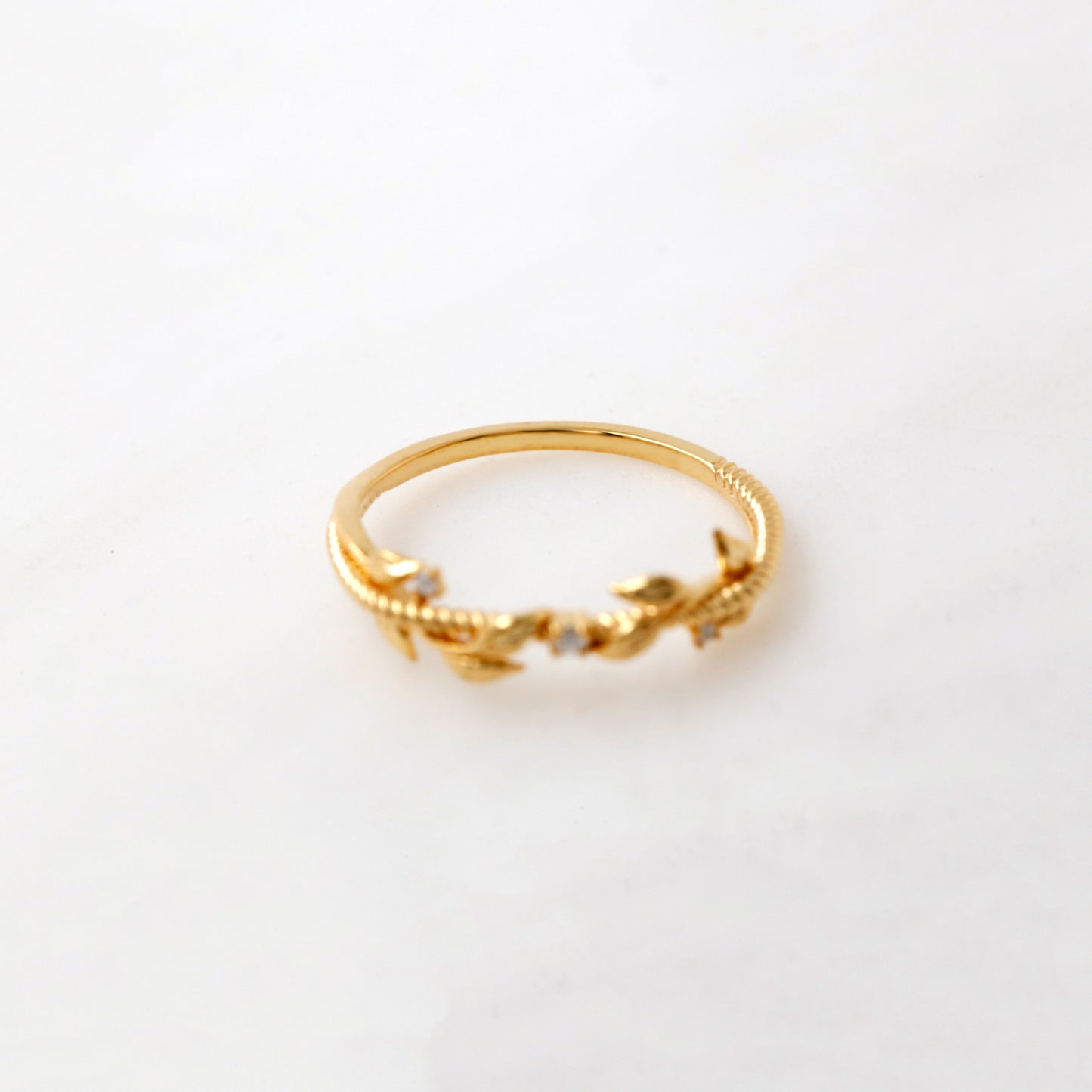 Gold Leaf Diamond Twig Ring