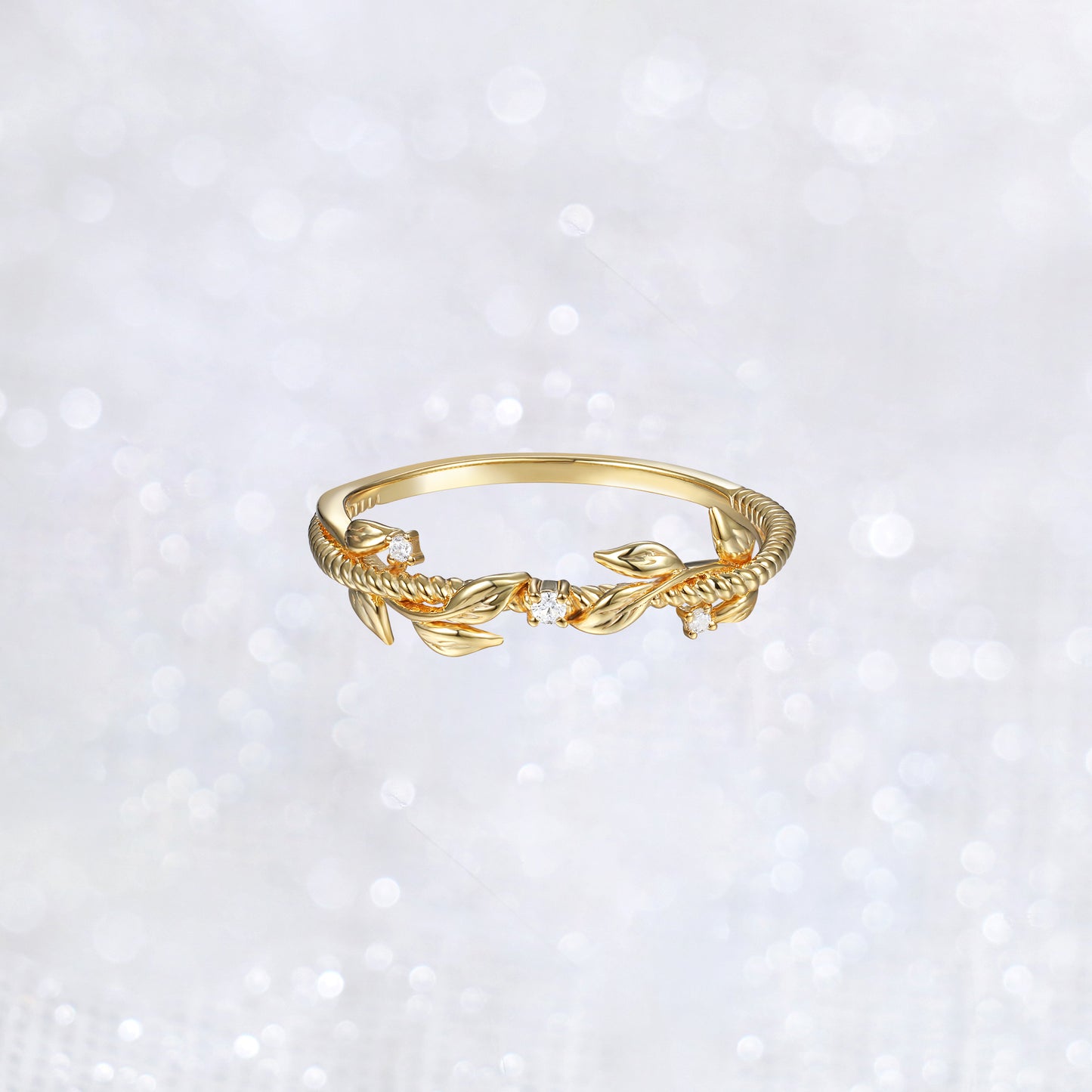 Gold Diamond Tree Branch Stackable Ring